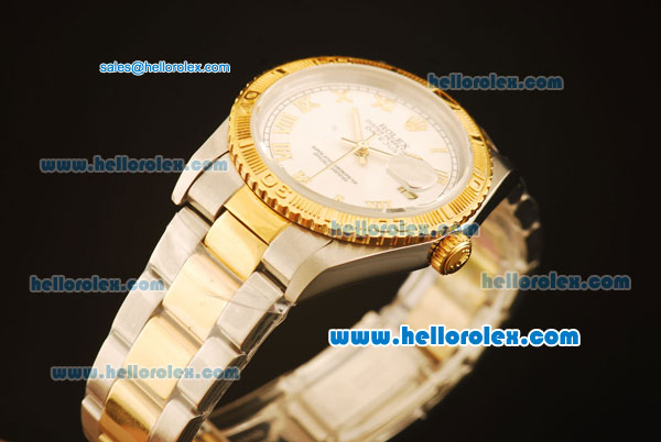 Rolex Datejust Automatic Two Tone with Gold Bezel,White Dial and Gold Roman Marking - Click Image to Close